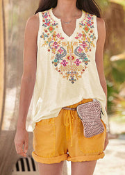 Casual Light Yellow Ethnic Style Top Womens T Shirt Vest