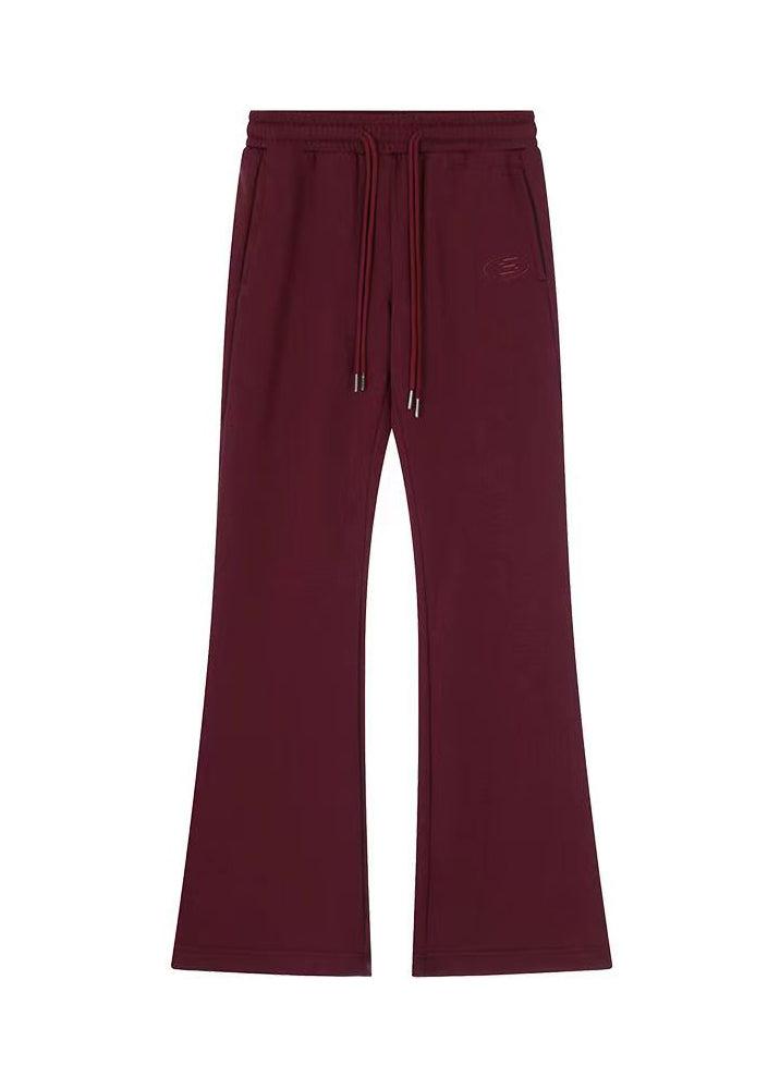 Casual Mulberry Pockets Drawstring Cotton Flared Trousers Spring