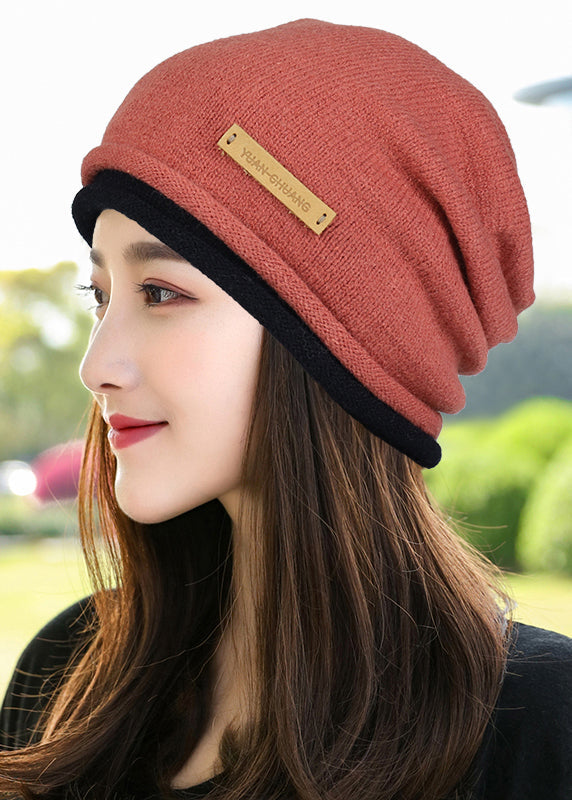 Casual Orange Red Warm Knitted Boonie Hat