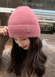 Casual Pink Cashmere Thick Knitted Cotton Bonnie Hat