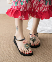 Casual Pink Green Flower Lace Up Water Sandals