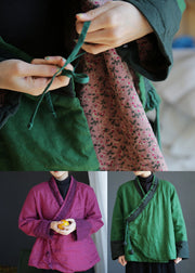 Casual Rose V Neck Tie Waist Warm Fleece Linen Parka Winte