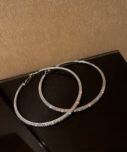 Casual Silk Sterling Silver Alloy Zircon Hoop Earrings