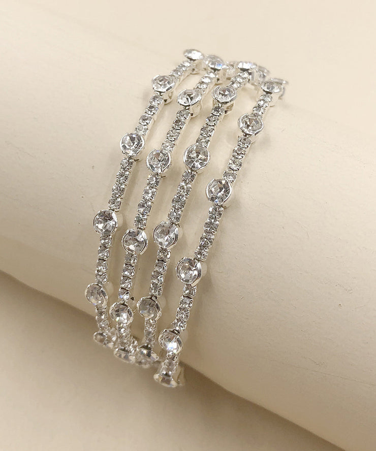 Casual Silk Sterling Silver Alloy Zircon Multilayer Bangle