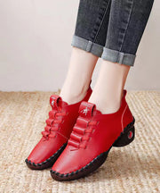 Casual Soft Splicing Chunky Red Cowhide Leather Dance Shoes