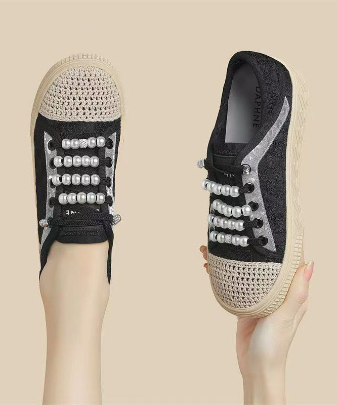 Casual Splicing Flat Feet Shoes Black Breathable Mesh