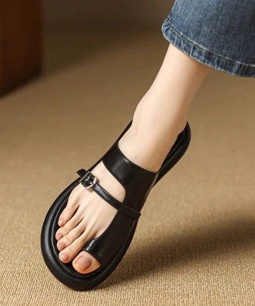 Casual Splicing Hollow Out Black Flip Flops Slide Sandals