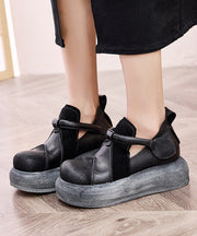 Casual Splicing Platform Flat Shoes Women Green Cowhide Leather