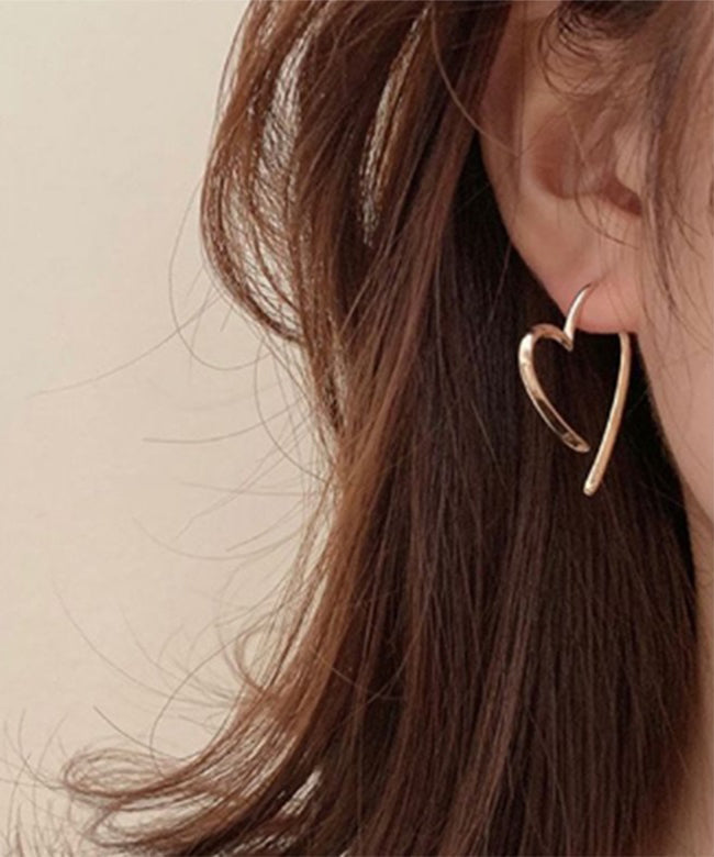 Casual Stylish Gold Copper Overgild Love Hoop Earrings