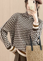 Casual Turtle Neck Geometric Thick Knit Sweaters Tops Fall