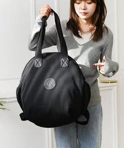 Casual Versatile Black Nylon Durable Tote Handbag