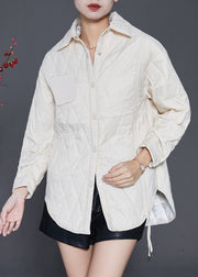 Casual White Oversized Drawstring Duck Down Puffer Jacket Winter