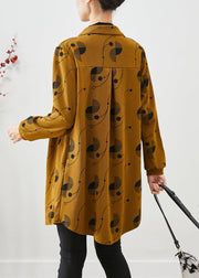 Casual Yellow Oversized Print Cotton Coats Spring