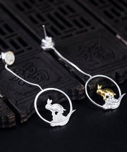 Casual Yellow Sterling Silver xiangyun Rabbit Drop Earrings