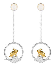 Casual Yellow Sterling Silver xiangyun Rabbit Drop Earrings