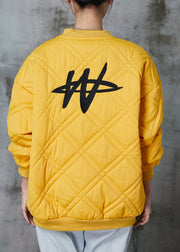 Casual Yellow Zip Up Fine Cotton Filled Jackets Spring