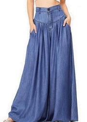 Blue Boho Wide Leg Pants For Women