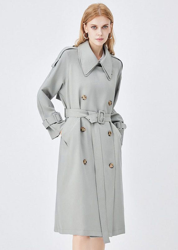 Chic Apricot Double-layer Collar Double Breast Cotton Cinch Trench Spring