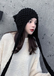 Chic Autumn And Winter Black Warm Knit Bonnie Hat