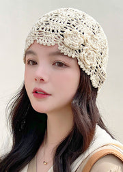 Chic Beige Hollow Out Floral Bonnie Hat