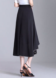 Chic Black Asymmetrical Patchwork Chiffon Skirts Summer