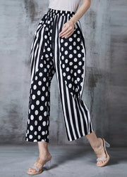 Chic Black Asymmetrical Patchwork Cotton Harem Pants Summer