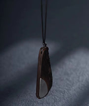 Chic Black Asymmetricar Ebony Sweater Pendant Necklace