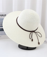 Chic Black Beach Holiday Straw Woven Lace Up Sun Hat