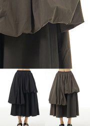 Chic Black Elastic Waist Asymmetrical Design Cotton Skirt Summer