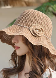 Chic Black Floral Pearl Hollow Out Linen Bucket Hat