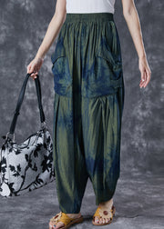 Chic Blackish Green Oversized Tie Dye Pants Summer