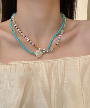 Chic Blue Alloy Pearl Acrylic Princess Necklace