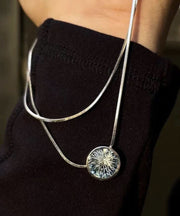 Chic Blue Stainless Steel Gem Stone Pendant Necklace