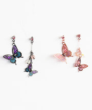 Chic Butterfly Metal Asymmetrical Design Crystal Drop Earrings