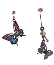 Chic Butterfly Metal Asymmetrical Design Crystal Drop Earrings