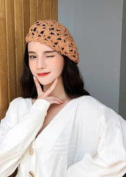 Chic Coffee Flower Hollow Out Knit Beret Hat