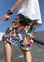 Chic Colorblock Print Pockets Cotton Summer Men Beach Shorts