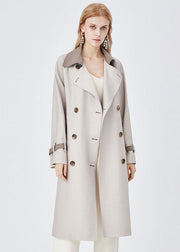 Chic Colorblock Turn-down Collar Patchwork Spandex Double Breasted Trench Spring