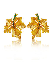 Chic Copper Gold Plated maple leaf Hollow Out Stud Earrings