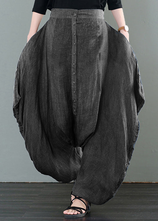 Chic Dark Grey Oversized Tie Dye Pockets Cotton Harem Pants Fall