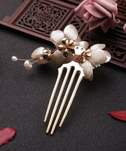 Chic Gold A Pair Alloy Acrylic Pearl Lotus Hairpin