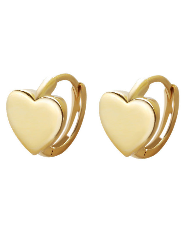 Chic Gold Silver 14K Overgild Heart Hoop Earrings