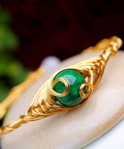 Chic Green 14K Gold Dry Green Cuff