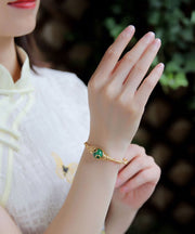 Chic Green 14K Gold Dry Green Cuff