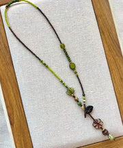 Chic Green Hand Woven Beading Lariat Necklace