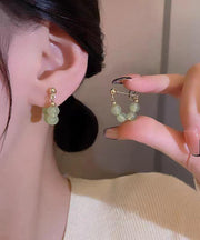 Chic Green Overgile Crystal Hoop Earrings