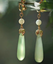 Chic Green Sterling Silver Alloy Pearl Drop Earrings