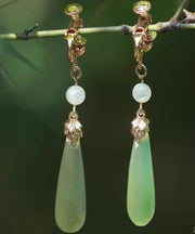 Chic Green Sterling Silver Alloy Pearl Drop Earrings