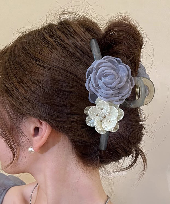 Chic Grey Acrylic Tulle Floral Hairpin