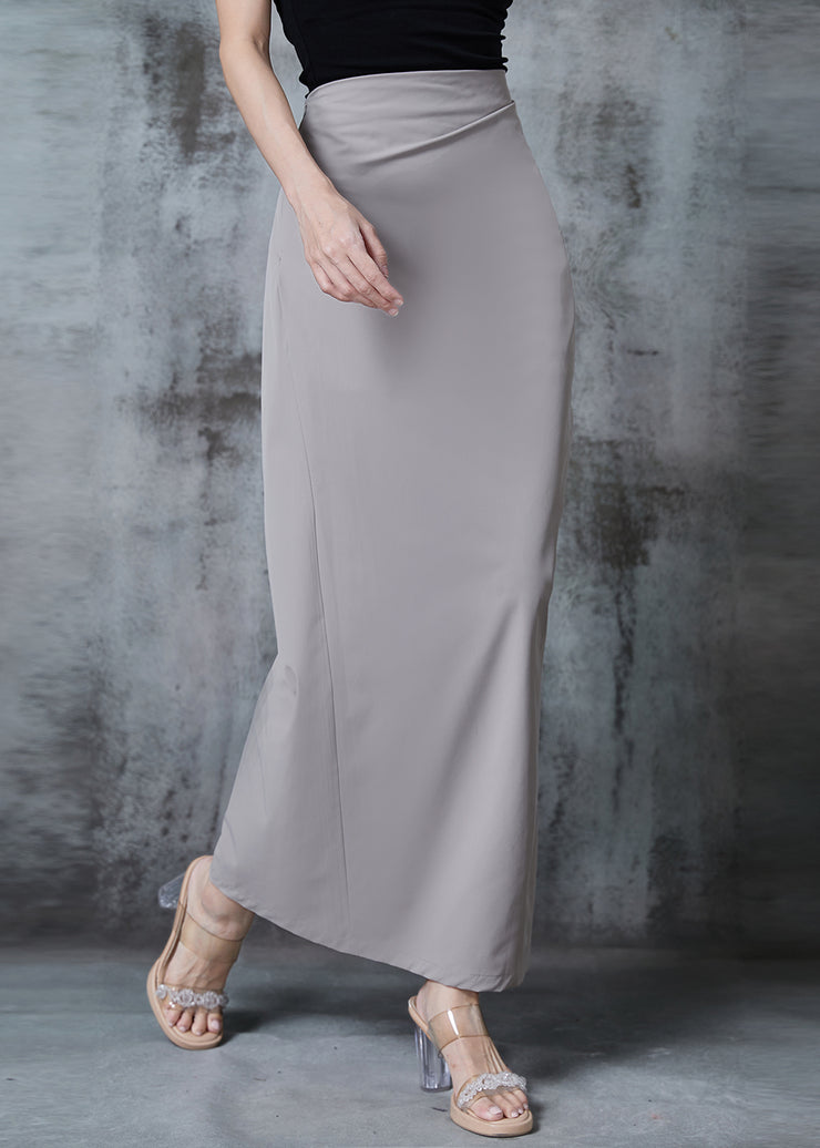 Chic Grey Side Open Silm Fit Spandex Wraped Skirts Fall